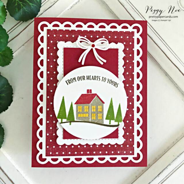 Handmade the Christmas card made with the Window Wishes Bundle by Stampin' Up! created by Peggy Noe of Pretty Paper Cards #windowwishesbundle #stampinup #peggynoe #prettypapercard #Christmascard