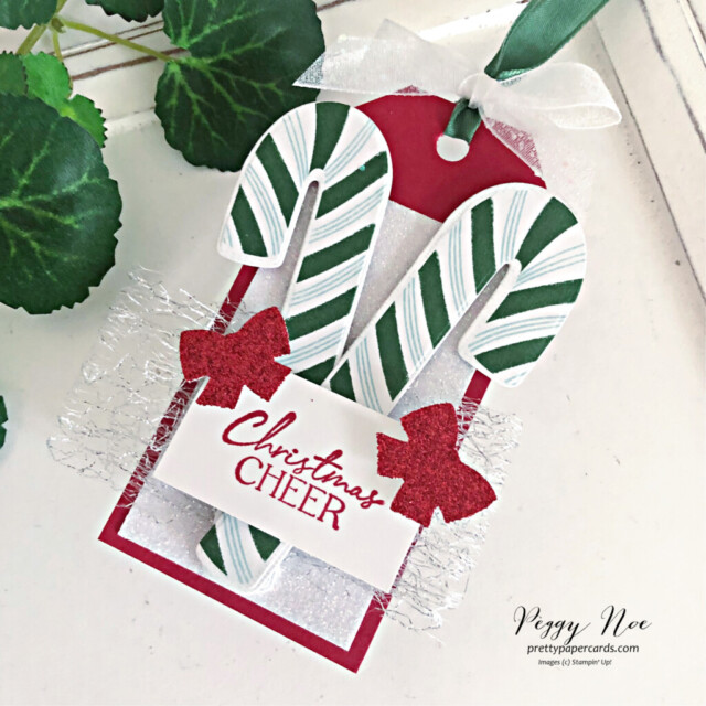 Holiday Tags made with Stampin' Up! products and created by Peggy Noe of Pretty Paper Cards #holidaytags #stampiup #peggynoe #prettypapercards #sweetcandycanes