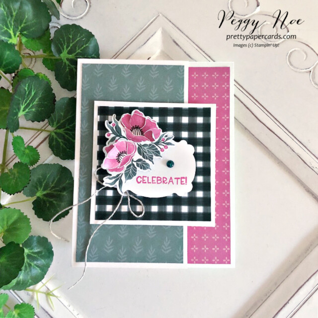 Handmade Birthday Card uses the Fitting Florets Suite by Stampin' Up! created by Peggy Noe of Pretty Paper Cards #birthdaycard #peggynoe #prettypapercards #fittingflorets #framedflorets $funfoldcard