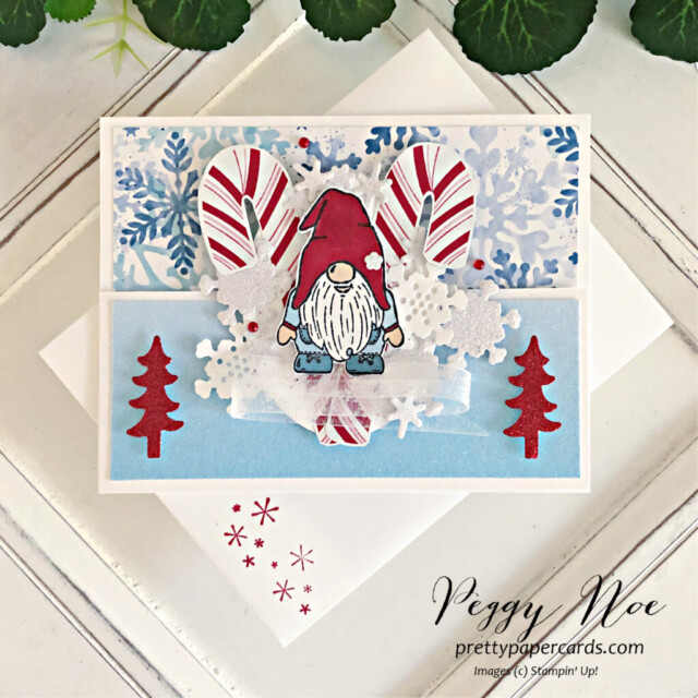 Handmade Christmas Card using the Kindest Gnomes Stamp Set by Stampin' Up! created by Peggy Noe of Pretty Paper Cards #stampinup #stampingup #peggynoe #prettypapercards #kindestgnomesstampset