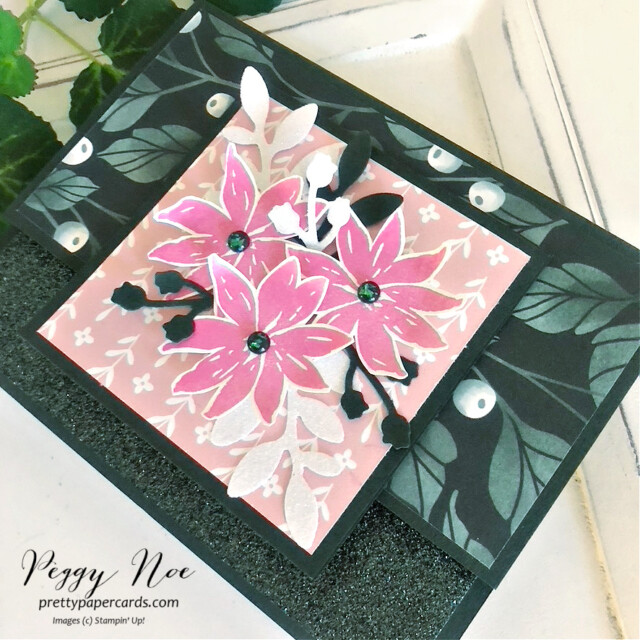 Handmade Christmas Card made with the Ringed With Nature Bundle by Stampin' Up! created by Peggy Noe of Pretty Paper Cards #ringedwithnaturebundle #christmascard #stampinup #peggynoe #prettypapercards #poinsettias