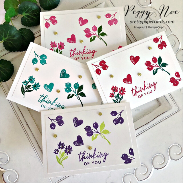 Handmade Thinking of You notecards made with the Ringed with Nature stamp set by Stampin' Up! created by Peggy Noe of Pretty Paper Cards #ringedwithnaturestampset #stampinup #peggynoe #prettypapercards #thinkingofyoucard #stampingup