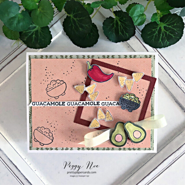 Handmade card made with the Taco Fiesta stamp set by Stampin' Up! created by Peggy Noe of Pretty Paper Cards #alloccasioncard #handmadecard #tacofiestastampset #guacamolecard #stampinup #peggynoe