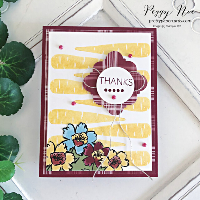 Handmade Thank You Card made with the Thanks a Bunch stamp set by Stampin' Up! created by Peggy Noe of Pretty Paper Cards #thanksabunch #thanksabunchstampset #thankyoucard #stampinup #peggynoe #prettypapercards