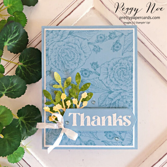 Handmade Thank You Card made with the Fragrant Flowers Bundle by Stampin' Up! created by Peggy Noe of Pretty Paper Cards #fragrantflowersbundle #thankyoucard #stampinup #peggynoe #prettypapercards.com