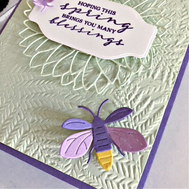Handmade card made with the Spring Blessings and Lighting the Way stamp sets by Stampin' Up! created by Peggy Noe of Pretty Paper Cards #lightingthewaystampset #springblessingsstampset #peggynoe #prettypapercards #stampinup #stampingup #fireflycard #handmadespringcard