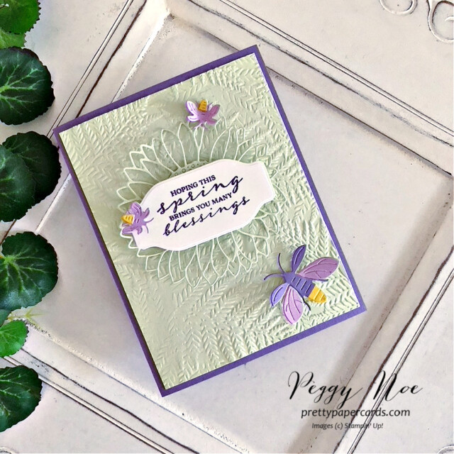 Handmade card made with the Spring Blessings and Lighting the Way stamp sets by Stampin' Up! created by Peggy Noe of Pretty Paper Cards #lightingthewaystampset #springblessingsstampset #peggynoe #prettypapercards #stampinup #stampingup #fireflycard