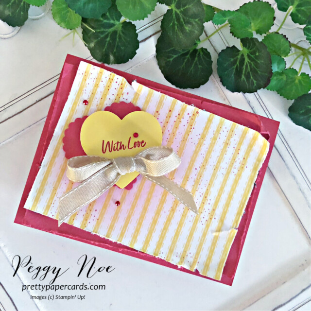 Handmade Love Card made with the Country Bouquet Stamp Set by Stampin' Up! created by Peggy Noe of Pretty Paper Cards #valentinecard #handmadevalentine #countrybouquetstampset #stampinup #peggynoe #prettypapercards #gdp379 #stampingup #heartpunchpack #dayatthefarmdsp