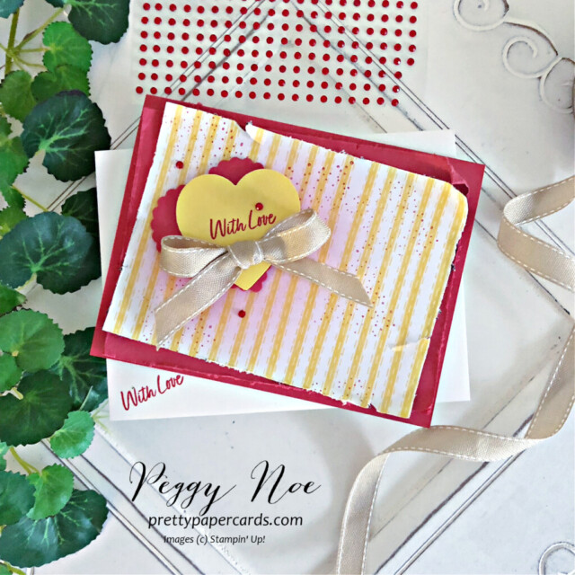 Handmade Love Card made with the Country Bouquet Stamp Set by Stampin' Up! created by Peggy Noe of Pretty Paper Cards #valentinecard #handmadevalentine #countrybouquetstampset #stampinup #peggynoe #prettypapercards #gdp379 #stampingup #heartpunchpack