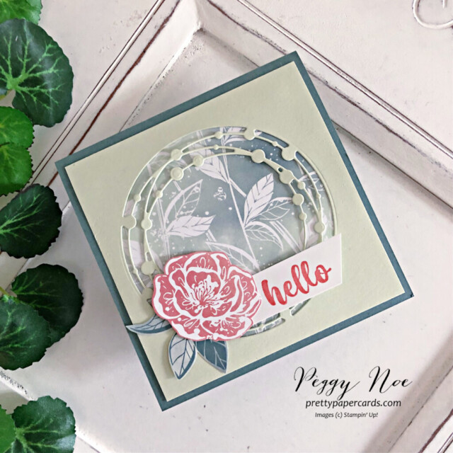 Handmade Hello Card made with the Irresistible Blooms Bundle by Stampin' Up! created by Peggy Noe of Pretty Paper Cards #irresistibleblooms #peggynoe #prettypapercards #stampinup #hellocard #stampingup #onlineexclusives