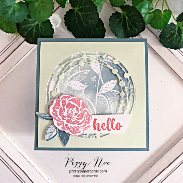 Handmade Hello Card made with the  Irresistible Blooms Bundle by Stampin' Up! created by Peggy Noe of Pretty Paper Cards #irresistibleblooms #peggynoe #prettypapercards #stampinup #hellocard #stampingup