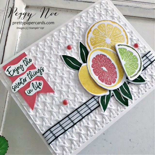 Handmade all-occasion card made with the Sweet Citrus Bundle by Stampin' Up! created by Peggy Noe of Pretty Paper Cards #sweetcitrusbundle #citruscard #lemoncard #stampinup #peggynoe #stampingup