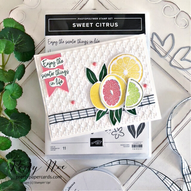 Handmade all-occasion card made with the Sweet Citrus Bundle by Stampin' Up! created by Peggy Noe of Pretty Paper Cards #sweetcitrusbundle #citruscard #lemoncard #stampinup #peggynoe #stampingup #prettypapercards