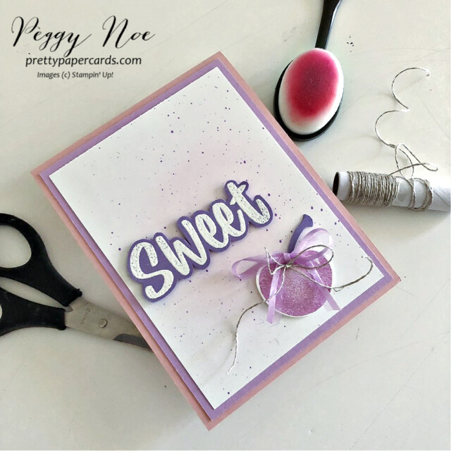 Handmade sweet card made with the Sweetest Cherries Bundle by Stampin' Up! created by Peggy Noe of Pretty Paper Cards #sweetestcherriesbundle #gdp381 #peggynoe #stampinup #stampingup #prettypapercards