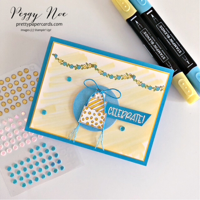 Handmade Spring Celebration Card made with Stampin' Up! products and created by Peggy Noe of Pretty Paper Cards #warmwelcomestampset #springblessingsstampsset #stampinup #peggynoe #palsbloghop #stampingup #prettypapercards #springcard