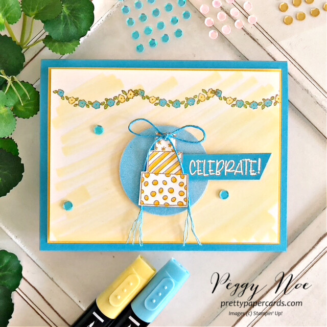 Handmade Spring Celebration Card made with Stampin' Up! products and created by Peggy Noe of Pretty Paper Cards #warmwelcomestampset #springblessingsstampsset #stampinup #peggynoe #palsbloghop
